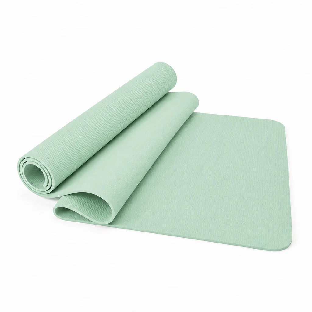 Sage 8 mm Pilates mat, rolled