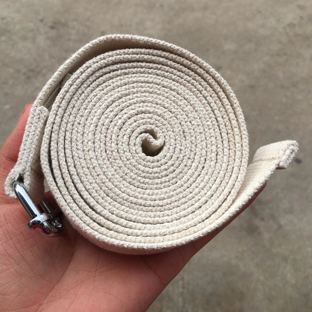 Rolled cotton strap held in hand