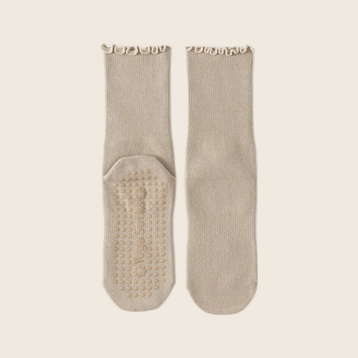 Sand frill crew Pilates grip socks