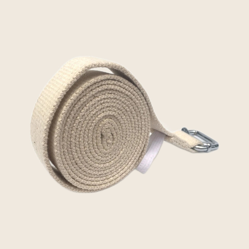 Natural cotton Pilates strap with metal buckle